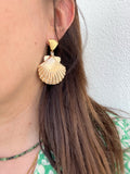 Boucles d'Oreilles Coquillage Dorées en Acier Inoxydable
