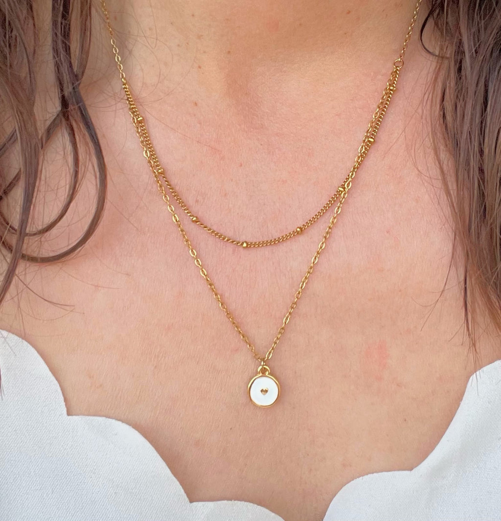 Collier Double Fin en Acier Inoxydable Doré