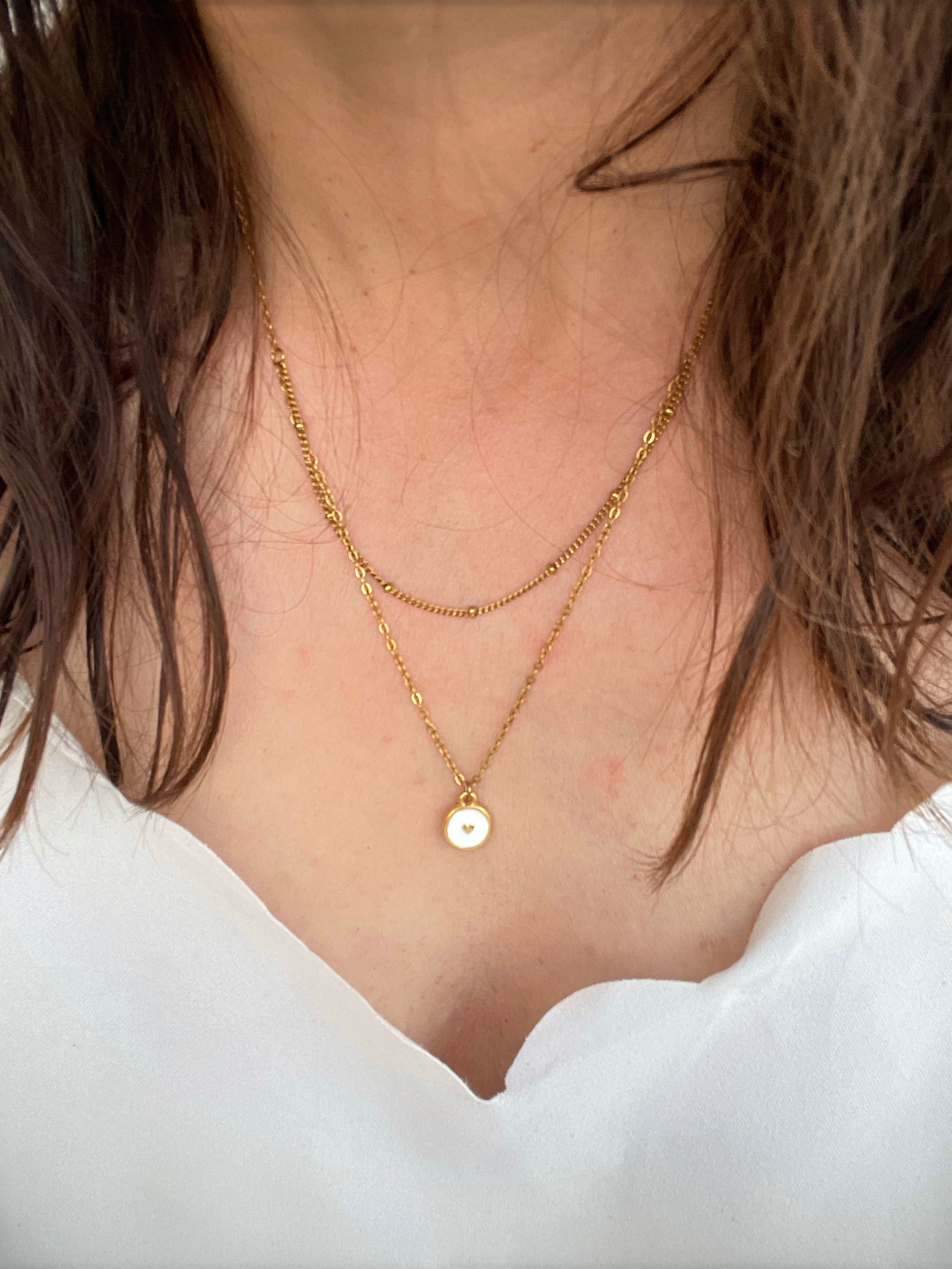Collier Double Fin en Acier Inoxydable Doré