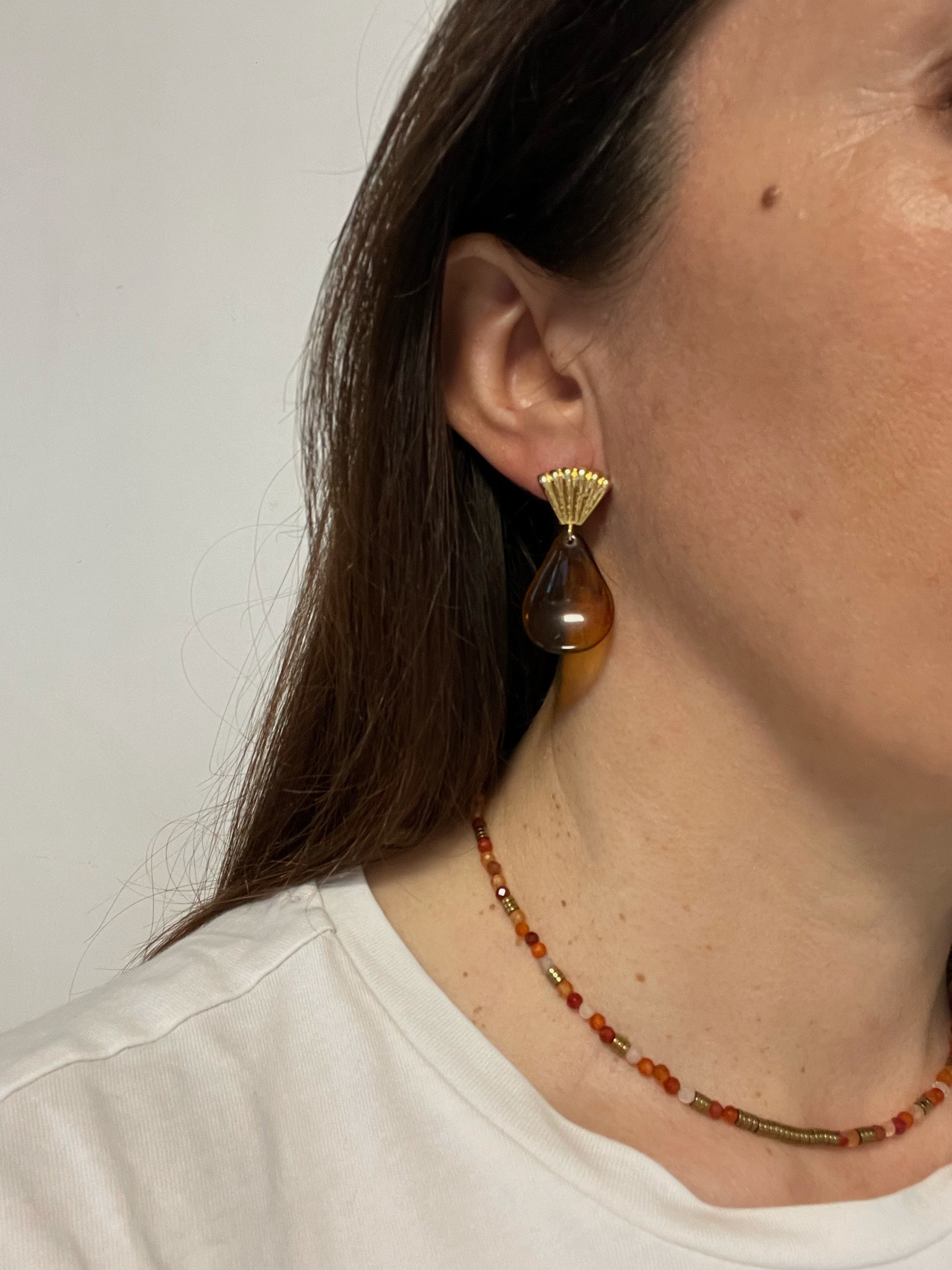 Collier Ras de Cou en Pierres Naturelles Cornalines Orange