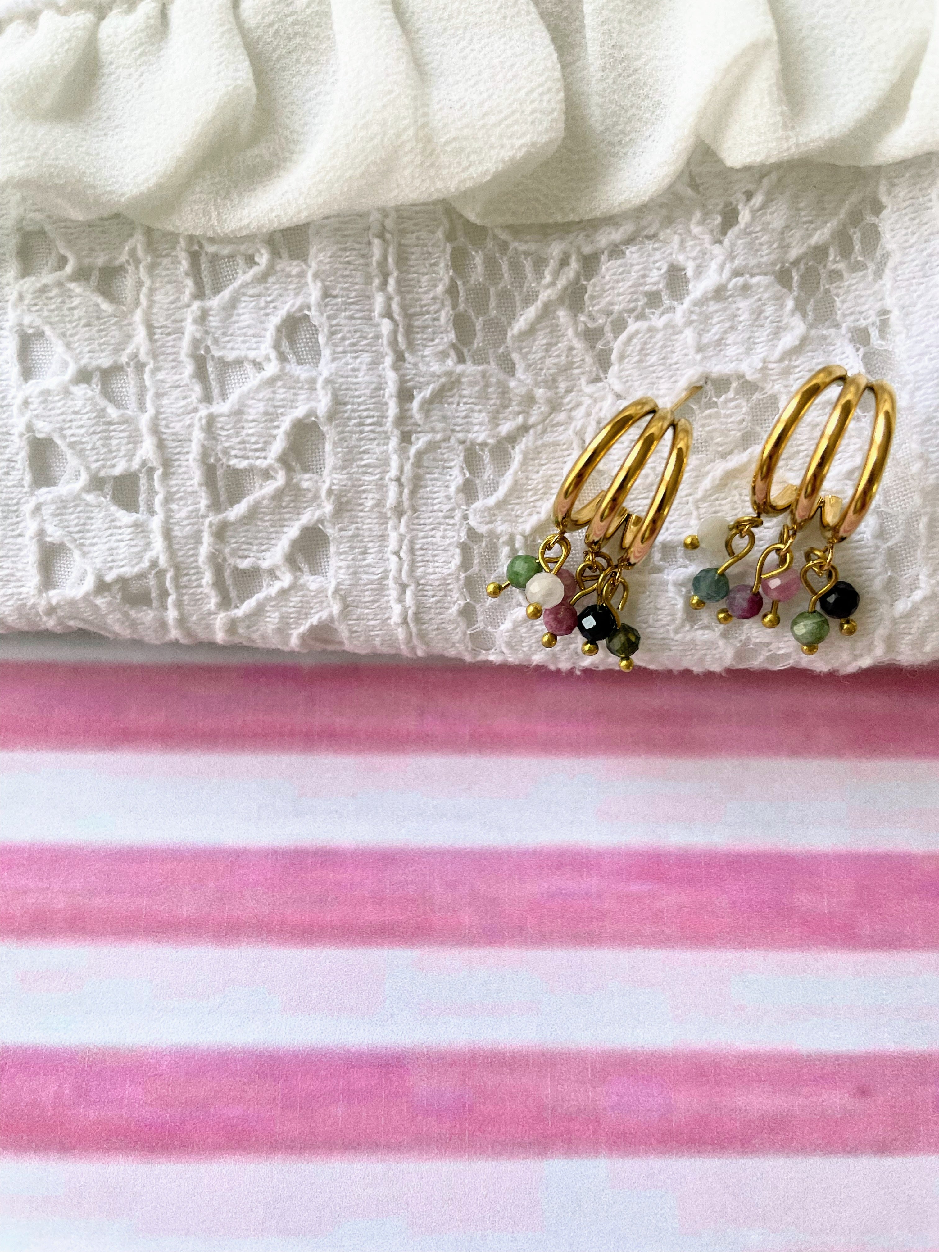 Boucles D'oreilles Pierres Naturelles – Acier Inoxydable doré