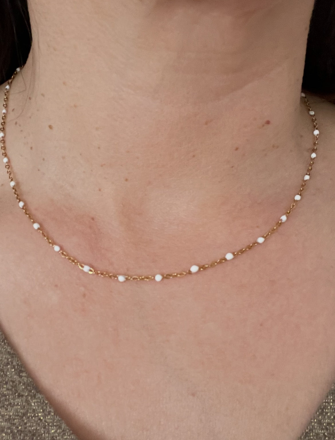 Collier Chaîne Fine Dorée et blanche – Acier inoxydable