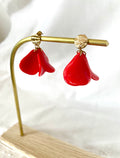 Boucles d'Oreilles Pétales Rouges Acier Inoxydable