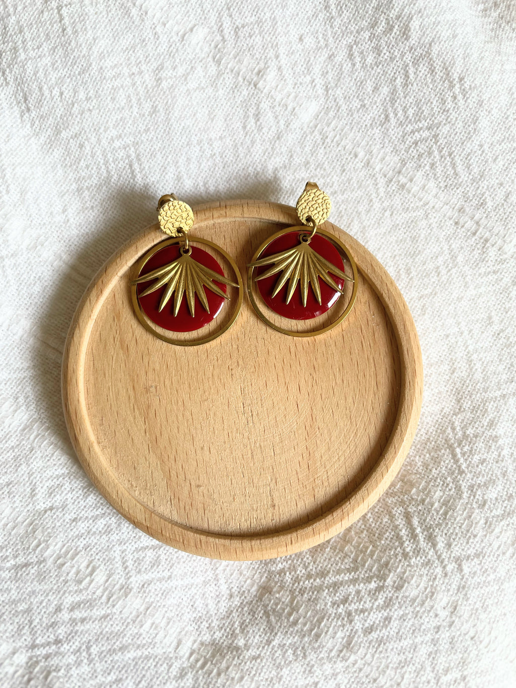 Boucles rouge et doré – Acier  inoxydable Doré