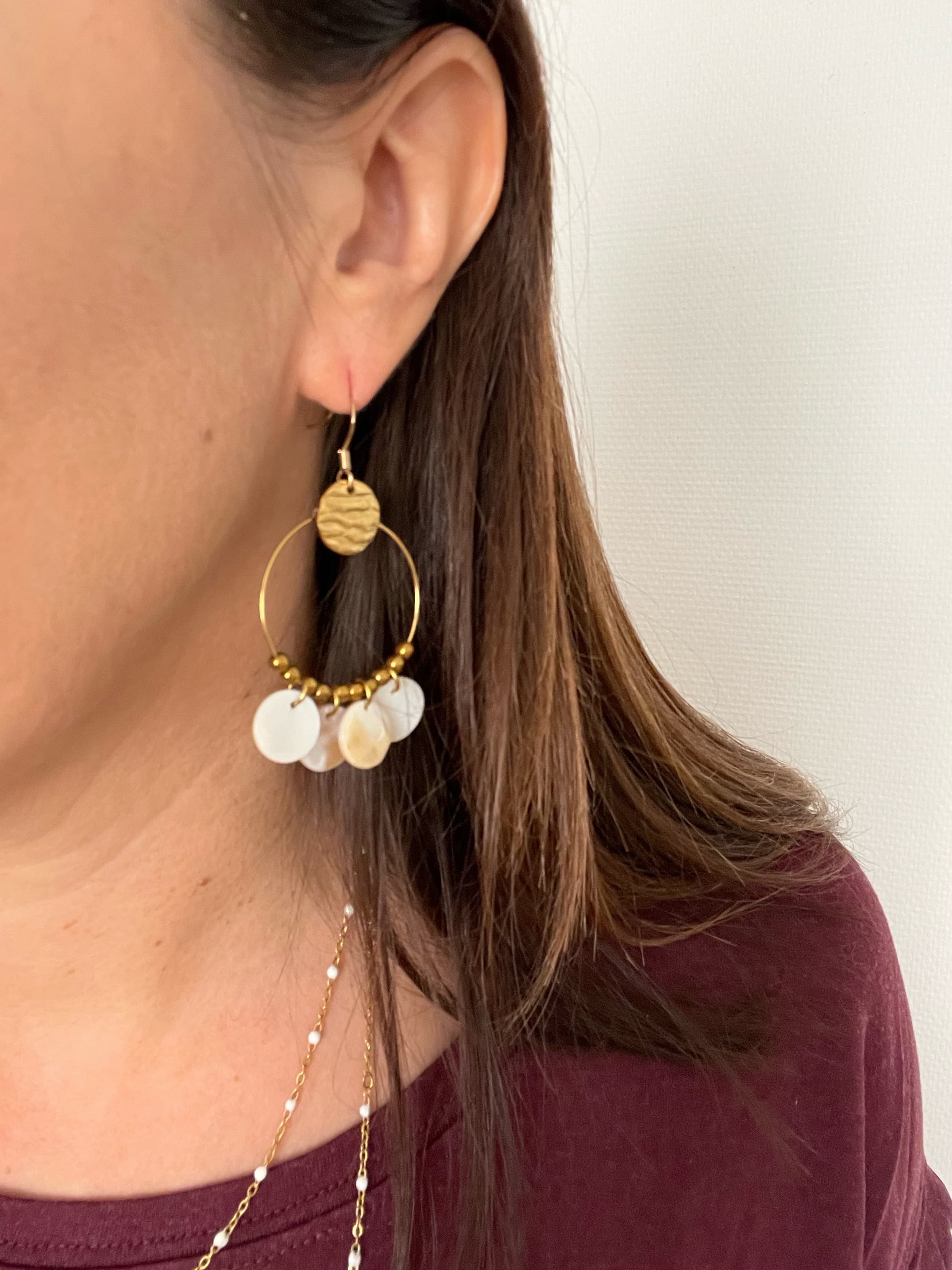 Boucles d'Oreilles Coquillages Dorées – Acier Inoxydable