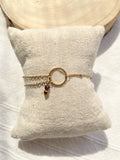 Bracelet fin doré cercle et rubis – Acier inoxydable