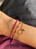 Bracelet fin doré cercle rubis en acier inoxydable