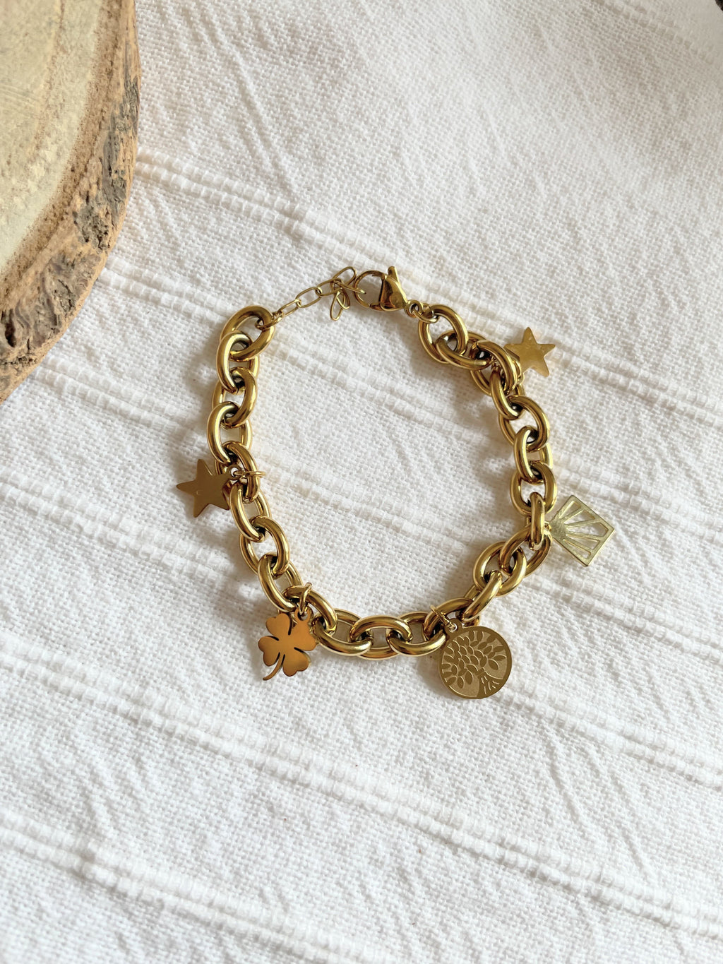 bracelet grosse chaine breloque