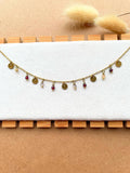 Collier Ras de Cou – Pierres Naturelles Améthyste & Rubis Doré
