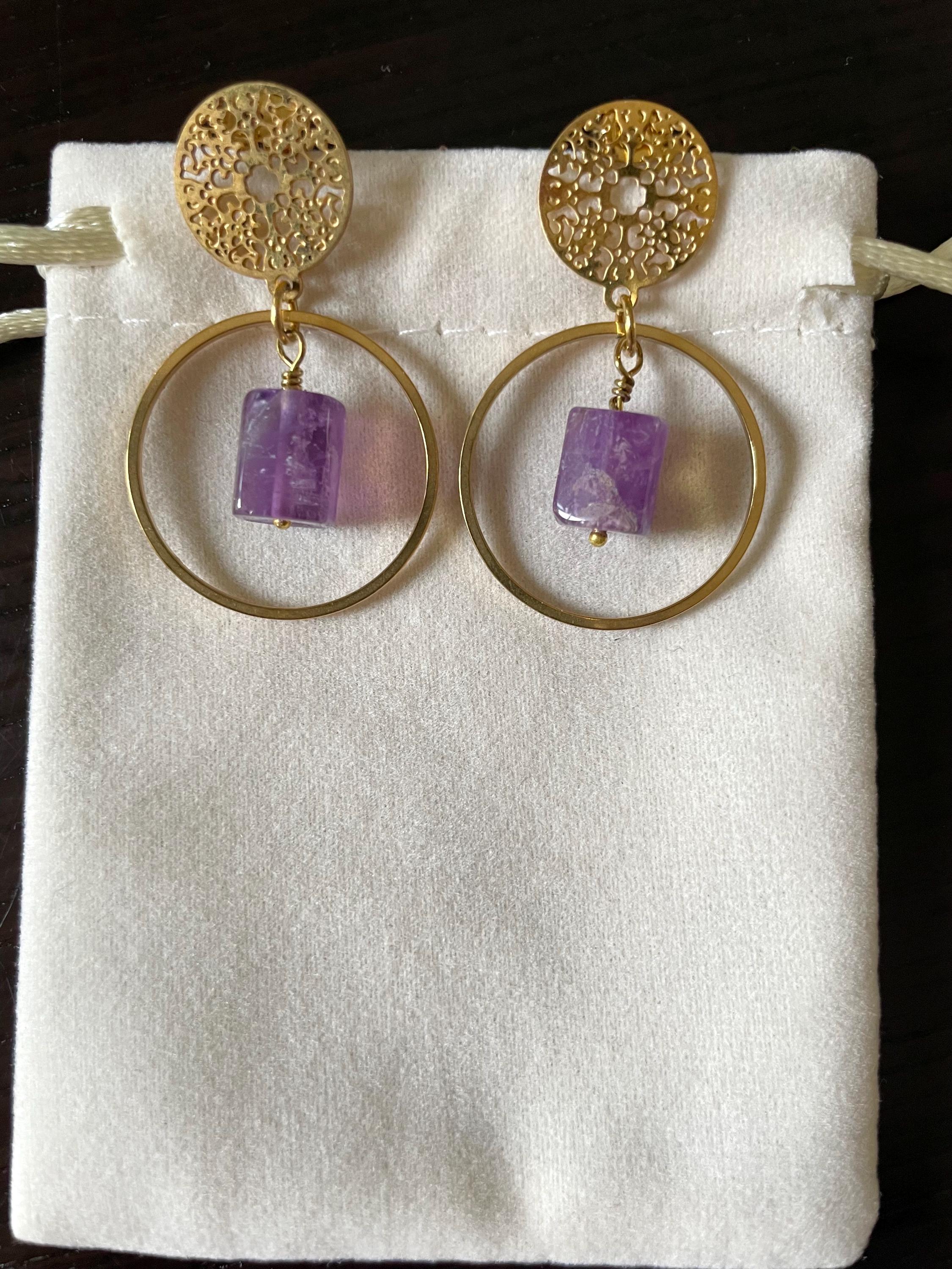 Boucles d'oreilles Pierres Naturelles – Acier Inoxydable - 4 couleurs différentes au choix