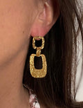 Boucles d'Oreilles Carré Rectangle Acier Inoxydable Doré