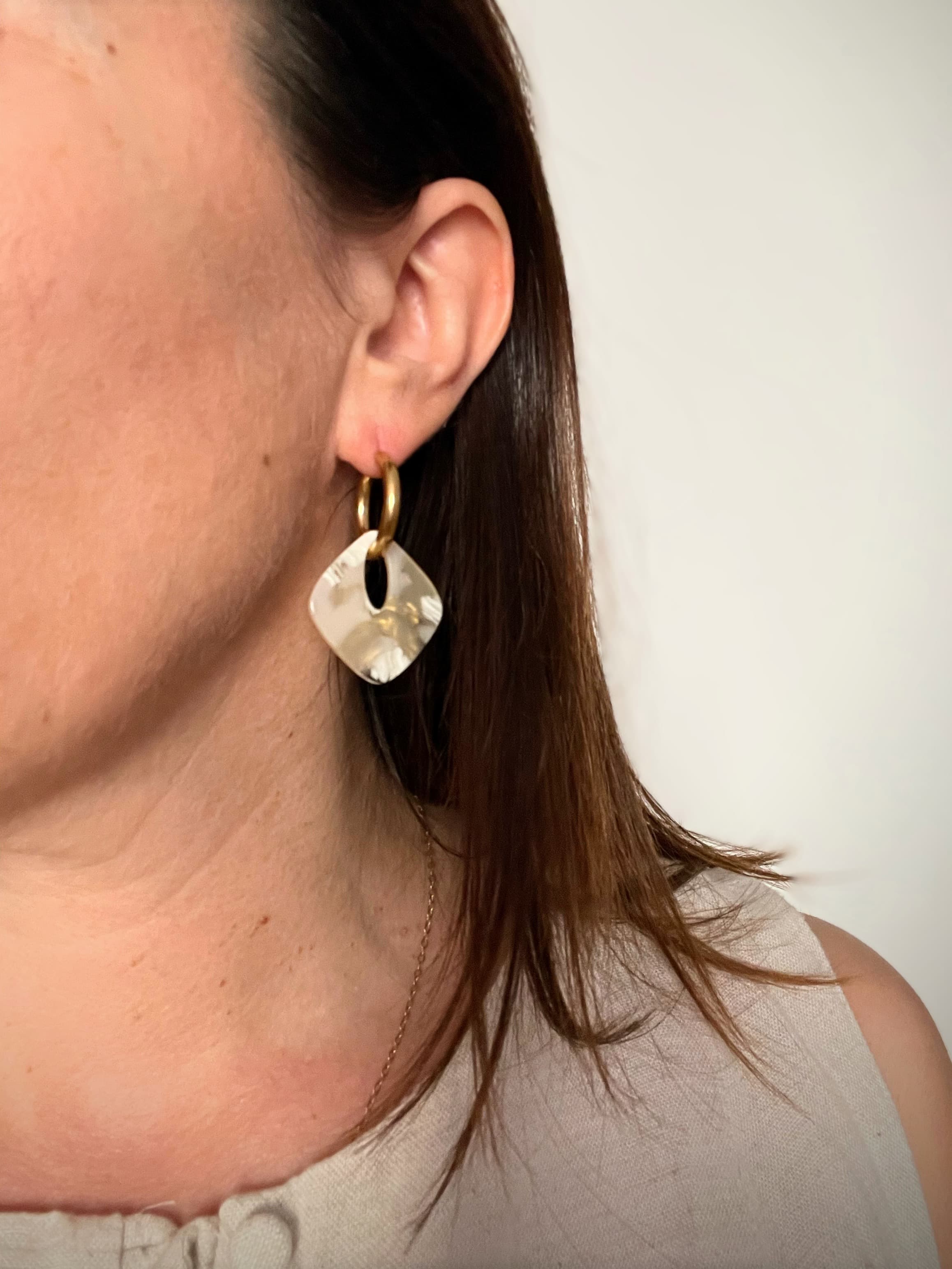 Créoles Losanges en Acier Doré — Rose, Blanc ou Jaune