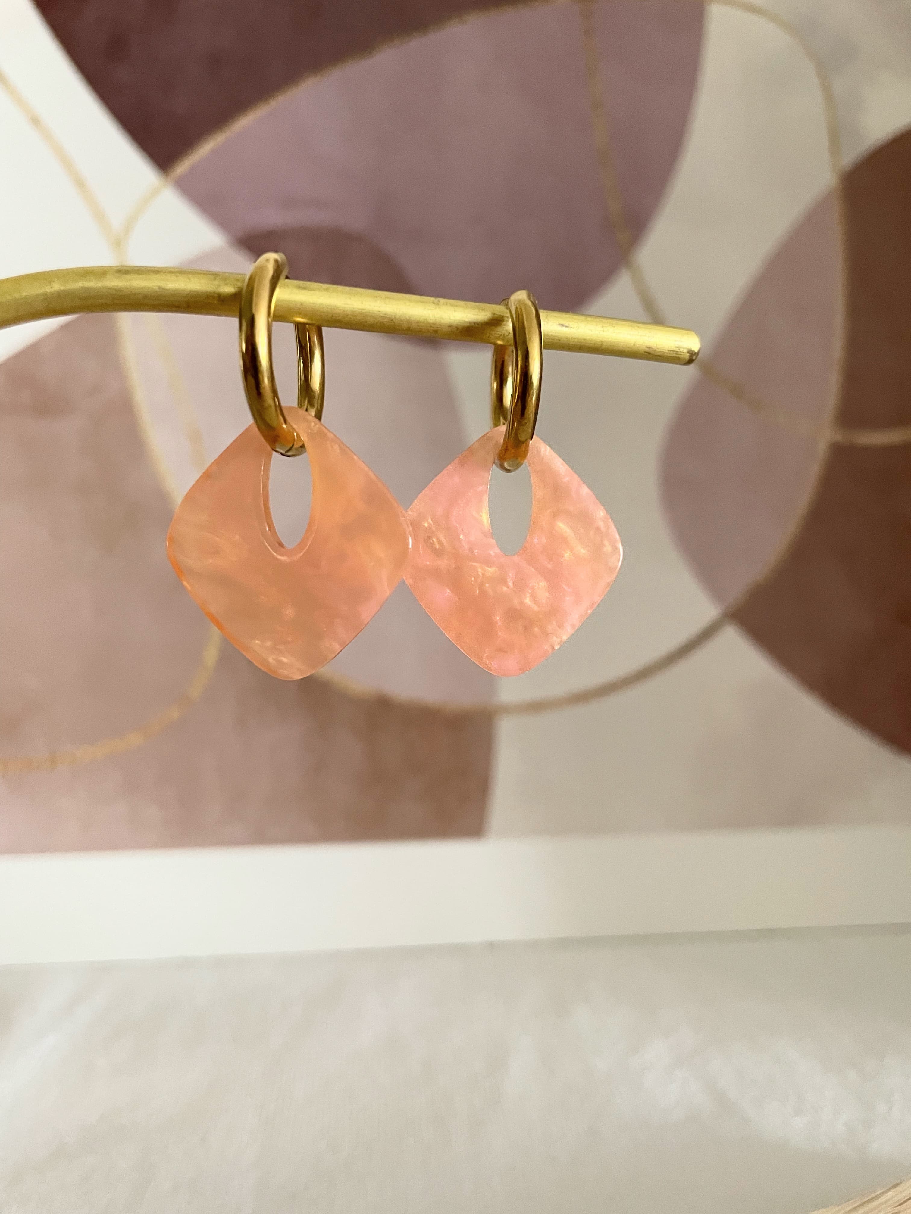 Créoles Losanges en Acier Doré — Rose, Blanc ou Jaune