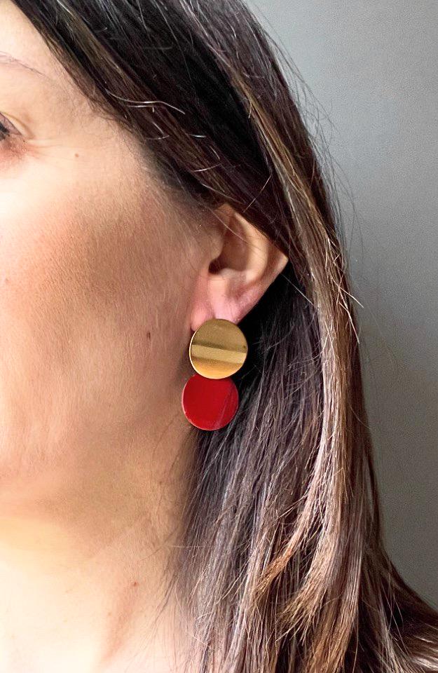 Boucles d'Oreilles Pendantes Rondes en Acier Inoxydable Doré - 4 couleurs au choix