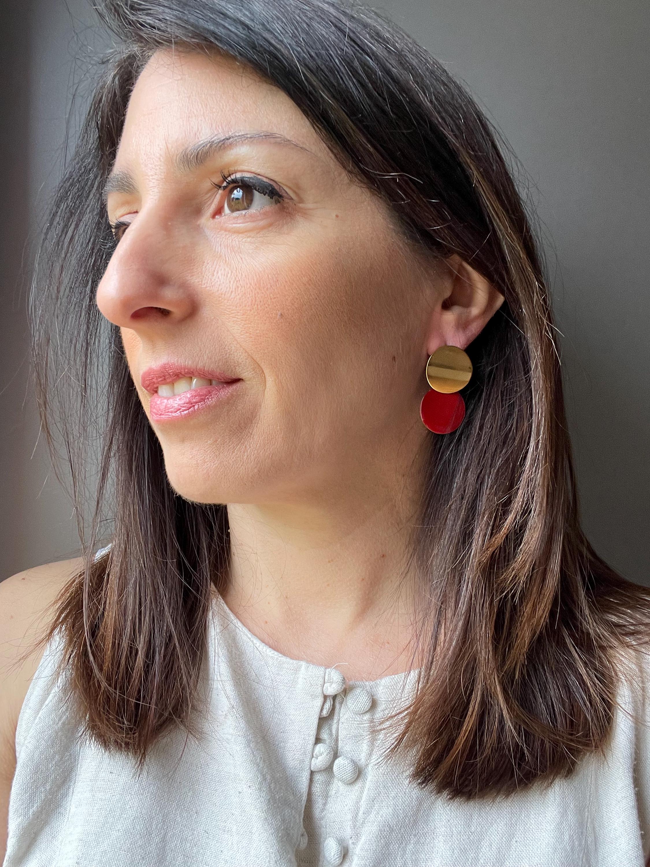 Boucles d'Oreilles Pendantes Rondes en Acier Inoxydable Doré - 4 couleurs au choix