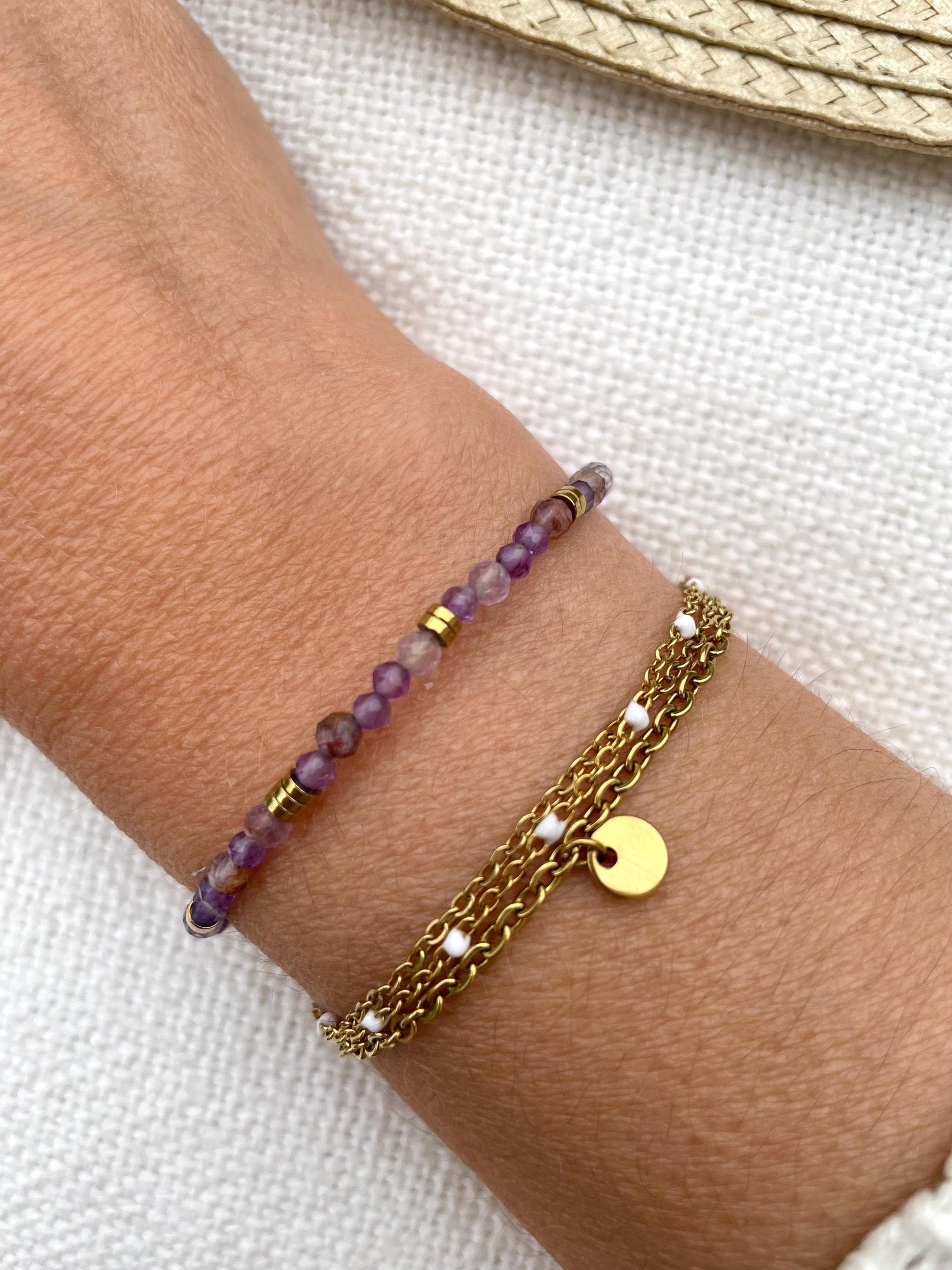 Bracelet Multi Rang Doré – 3 Chaînes & Breloque en Acier Inoxydable
