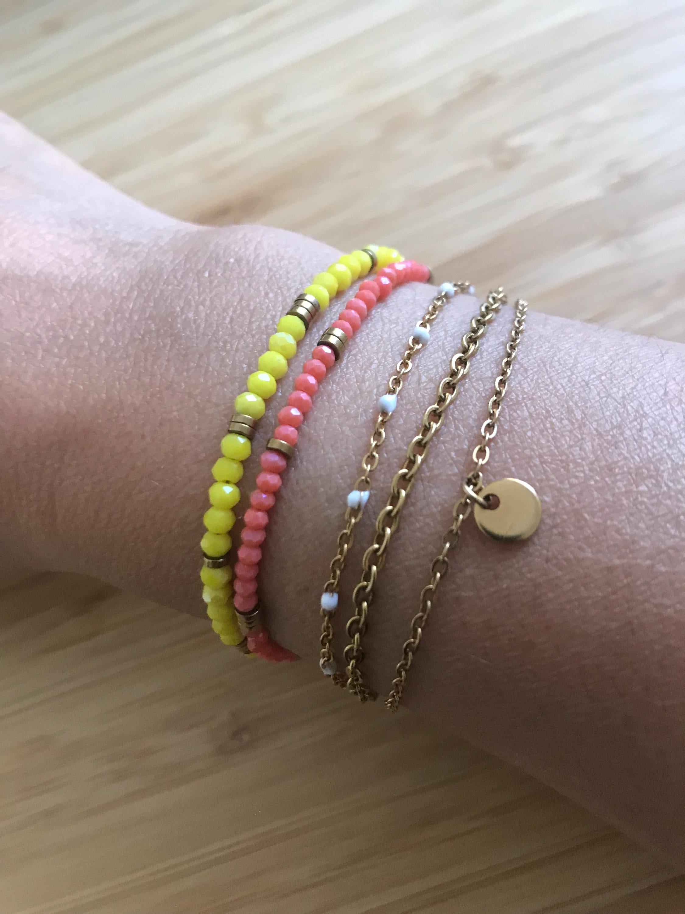 Bracelet Multi Rang Doré – 3 Chaînes & Breloque en Acier Inoxydable