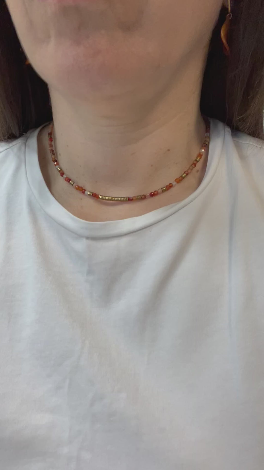Collier Ras de Cou en Pierres Naturelles Cornalines Orange