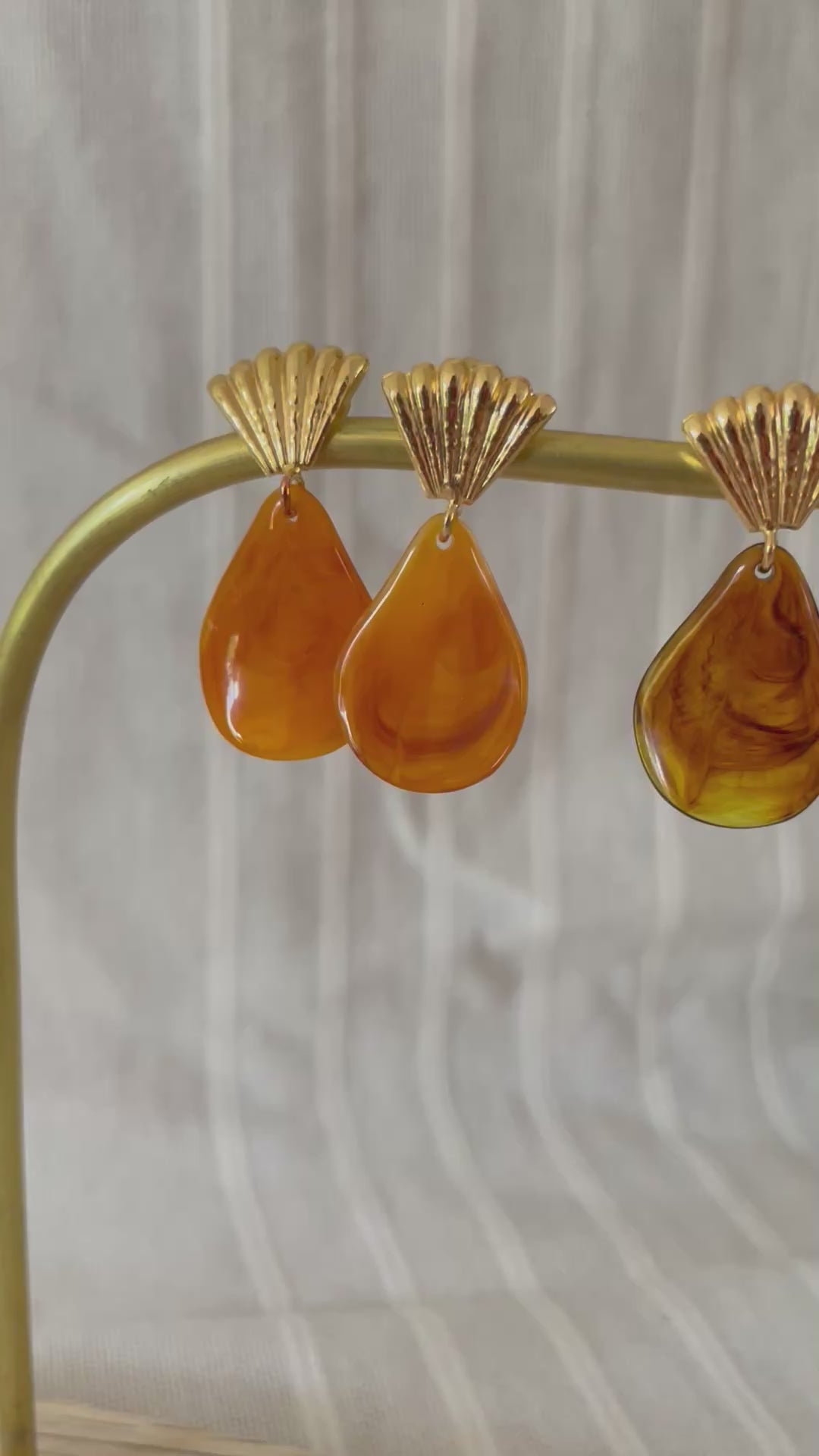 Boucles d'Oreilles Pétale Orange ou Ambre