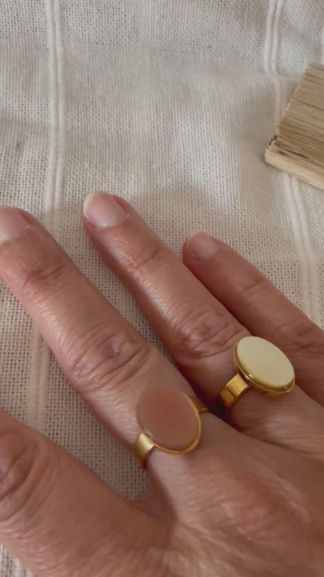 Bague Ajustable Pierre en Acier Inoxydable Doré - 2 au choix